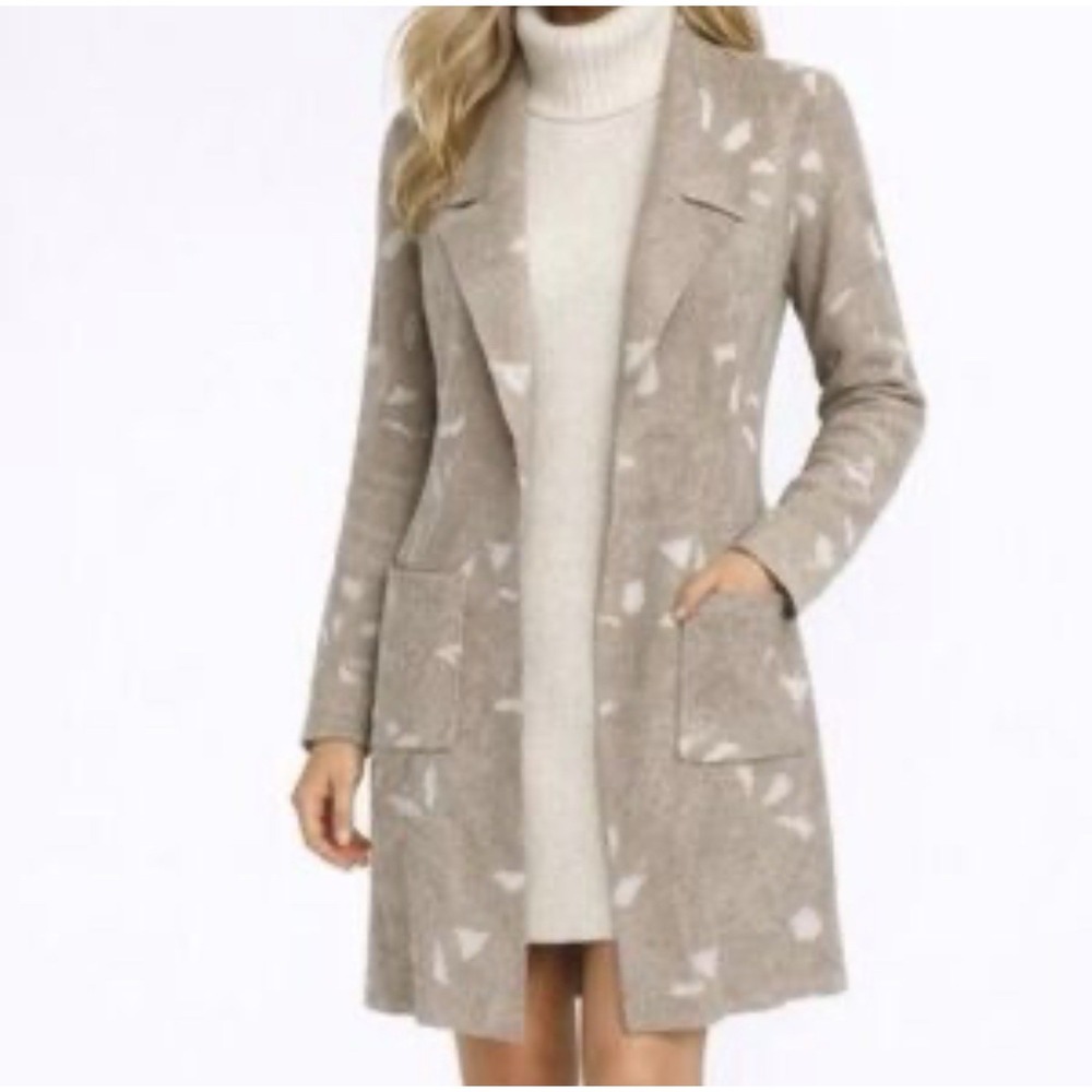 Badgley Mischka NWT‎ Metallic Print Open Front Long Cardigan Sweater Women Sz M